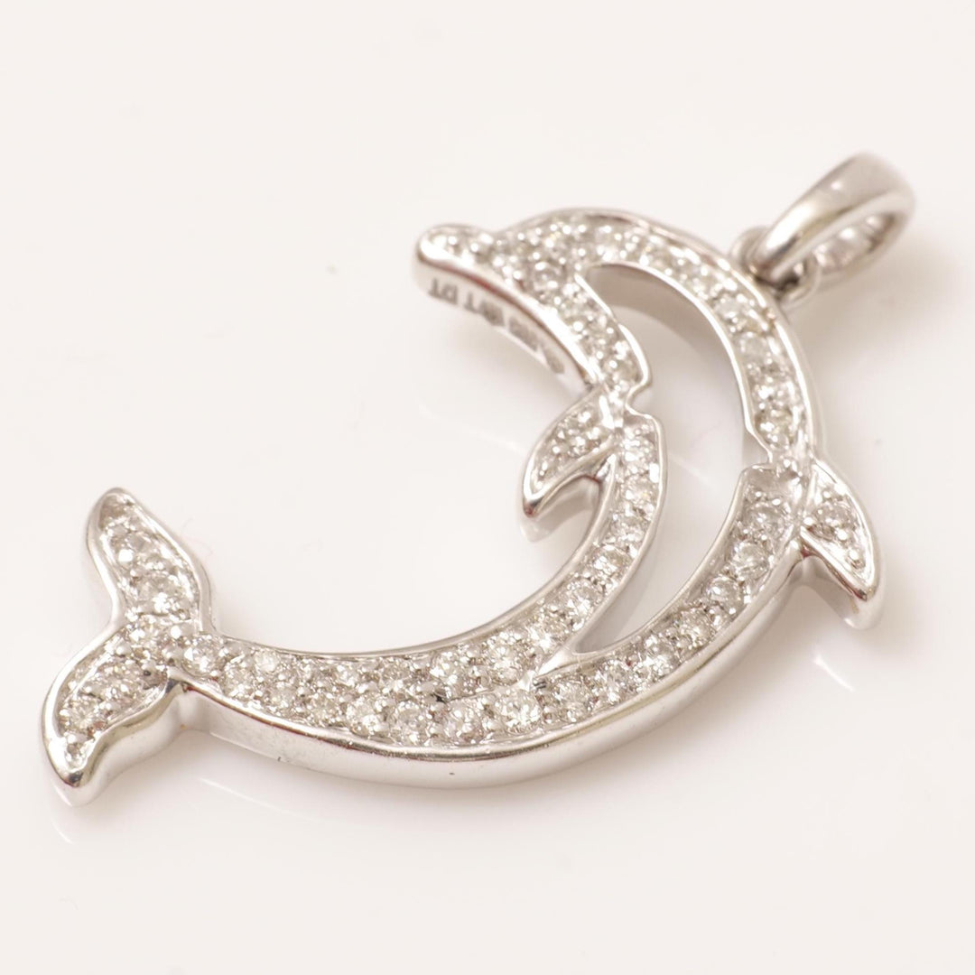 Dolphin Diamond Pendant, 14k Solid Gold, Natural Diamonds, Ocean Layering Necklace, Animal Statement Jewelry, Gift for Her