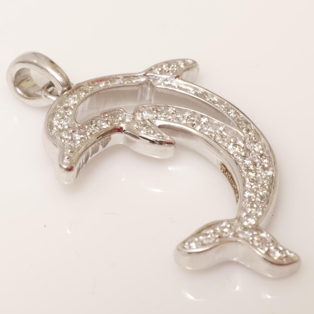 Dolphin Diamond Pendant, 14k Solid Gold, Natural Diamonds, Ocean Layering Necklace, Animal Statement Jewelry, Gift for Her