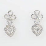 Load image into Gallery viewer, Floral Heart Halo Diamond Studs, 14k Solid Gold, Natural Diamonds, White Sapphire Gemstone Earrings, Statement Jewelry, Bridal Cocktail Stud