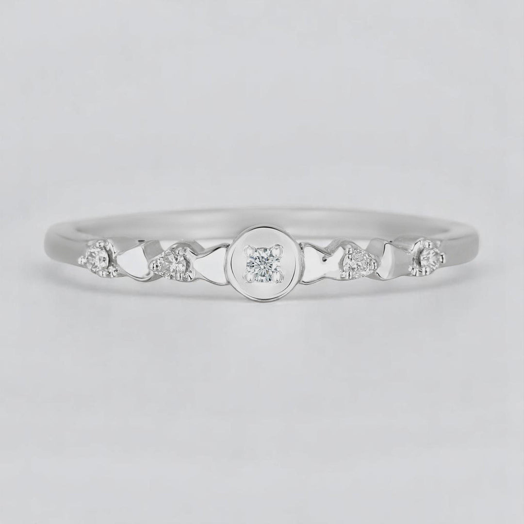 Dainty Diamond Minimalist Ring, 14k Solid Gold, Natural Diamonds, Everyday Jewelry, Stacking Band, Ready To Ship