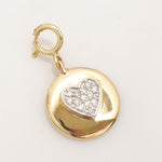 Load image into Gallery viewer, Heart Disc  Diamond Charm, 14k Solid Gold, Natural Diamonds, Pave Set Heart Charm, Everyday Layering Charm, Minimalist Jewelry, Gift for Her