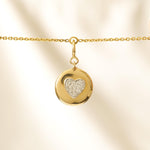 Load image into Gallery viewer, Heart Disc Diamond Charm, 14k Solid Gold, Natural Diamonds, Pave Set Heart Charm, Everyday Layering Charm, Minimalist Jewelry, Gift for Her
