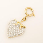 Load image into Gallery viewer, Strawberry Diamond Charm, 14k Solid Gold, Natural Diamonds, Pave Fruit Necklace, Dual Tone Pendant, Everyday Stacking Jewelry, Gift for Her
