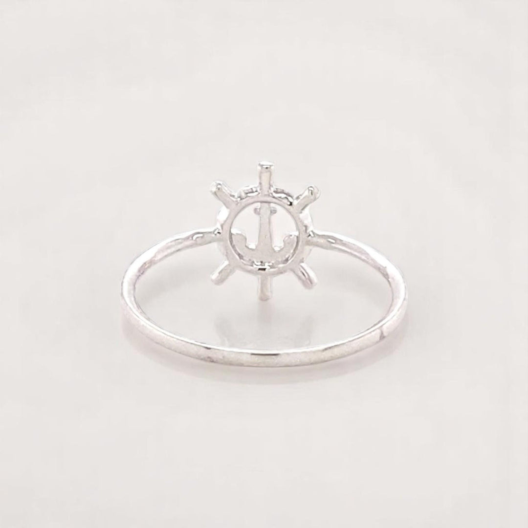 Anchor Wheel Diamond Ring, 14k Solid Gold, Natural Diamonds, Everyday Stackable Jewelry, Ready To Ship, Women's Day Gift