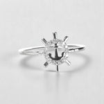 Load image into Gallery viewer, Anchor Wheel Diamond Ring, 14k Solid Gold, Natural Diamonds, Everyday Stackable Jewelry, Ready To Ship, Women's Day Gift