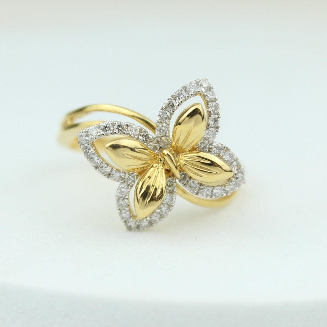 Butterfly Diamond Ring in 14k Solid Gold, Double Toned Ring, Natural Diamonds, Ready To Ship, Women's Day Gift