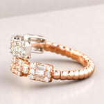 Load image into Gallery viewer, Double Band Diamond Ring In 14K Solid Gold, Baguette & Round Diamonds, Centre Open Ring With Natural Diamonds, Gift For Her