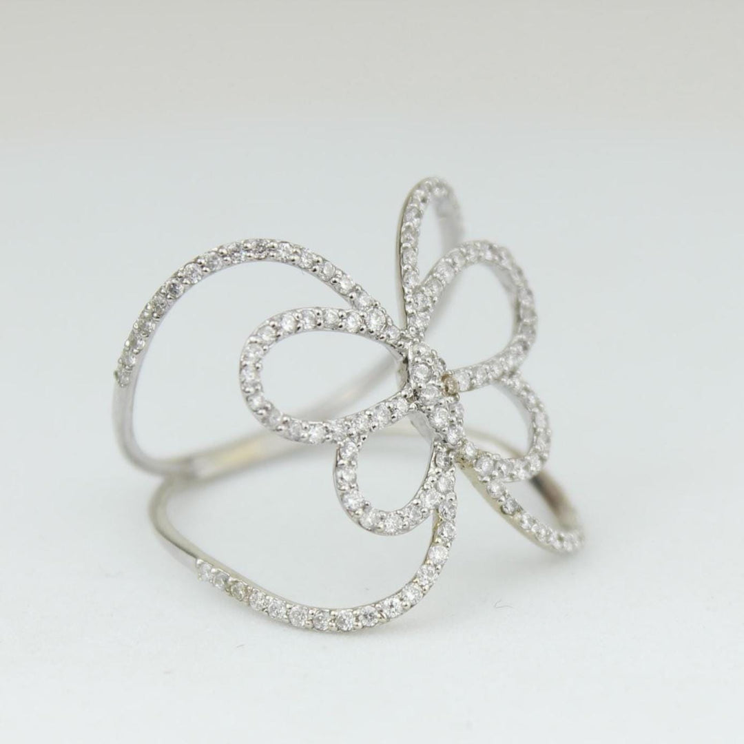Butterfly Loop Diamond Ring, 14k Solid Gold, Natural Diamonds, Everyday Statement Ring, Animal Jewelry, Ready To Ship