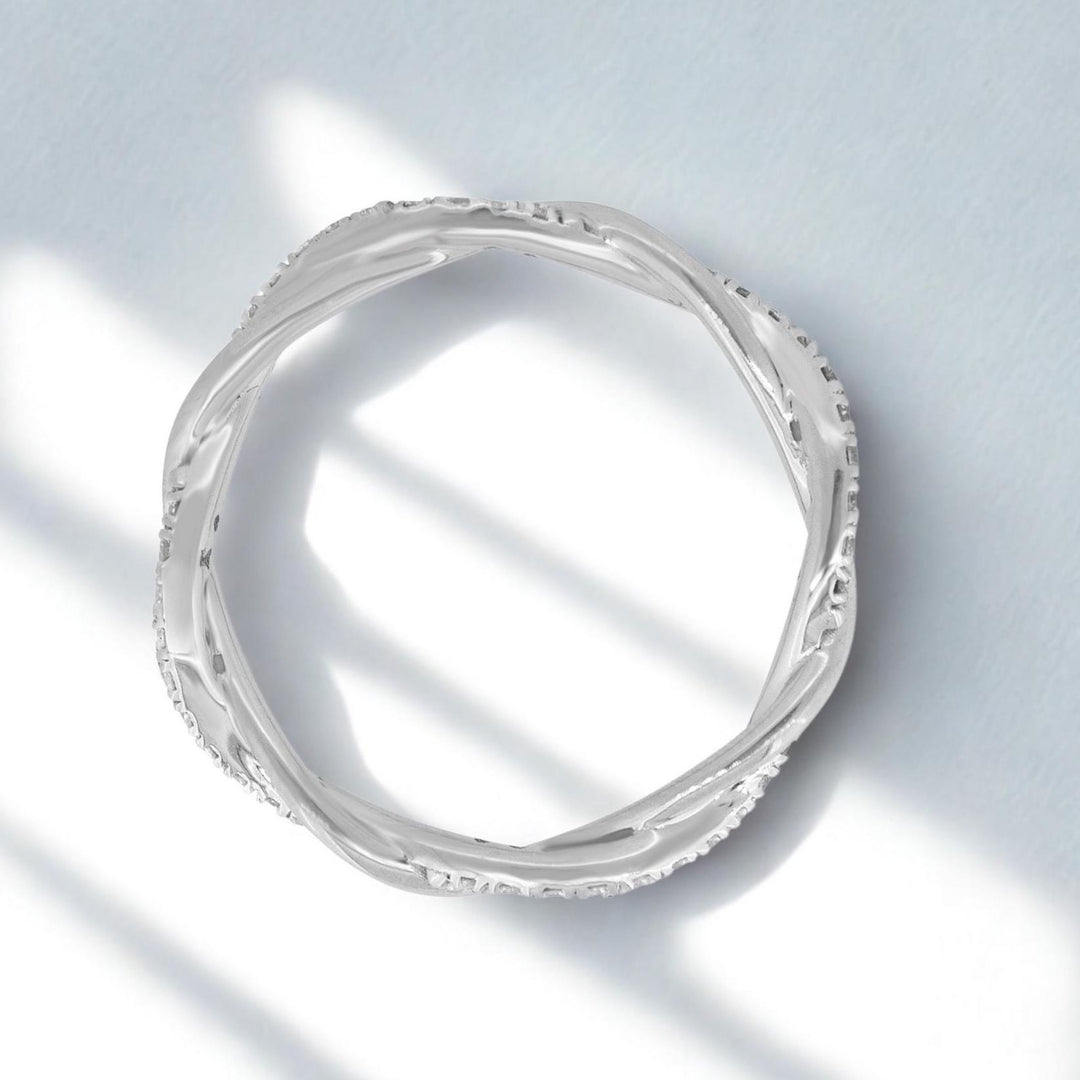 Diamond Eternity Band in 14k Solid Gold, Twisted Rope Diamond Band, Natural Diamonds, Ready To Ship, Women's Day Gift
