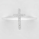 Load image into Gallery viewer, Cross Diamond Ring, 14k Solid Gold, Natural Diamonds, Minimalist Religious Ring, Handmade Dainty Cross Band, Ready To Ship