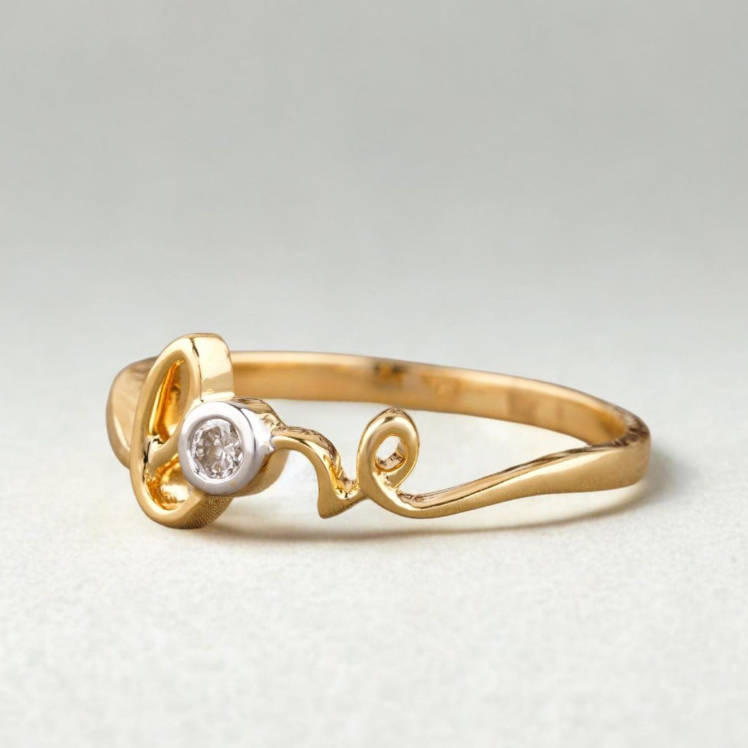 Diamond Love Ring In 14K Solid Gold, Proposal Ring With Natural Diamonds, Ready To Ship, Women's Day Gift