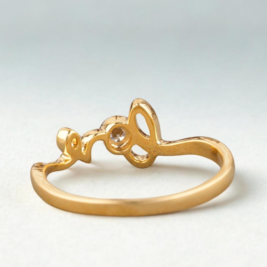 Diamond Love Ring In 14K Solid Gold, Proposal Ring With Natural Diamonds, Ready To Ship, Women's Day Gift