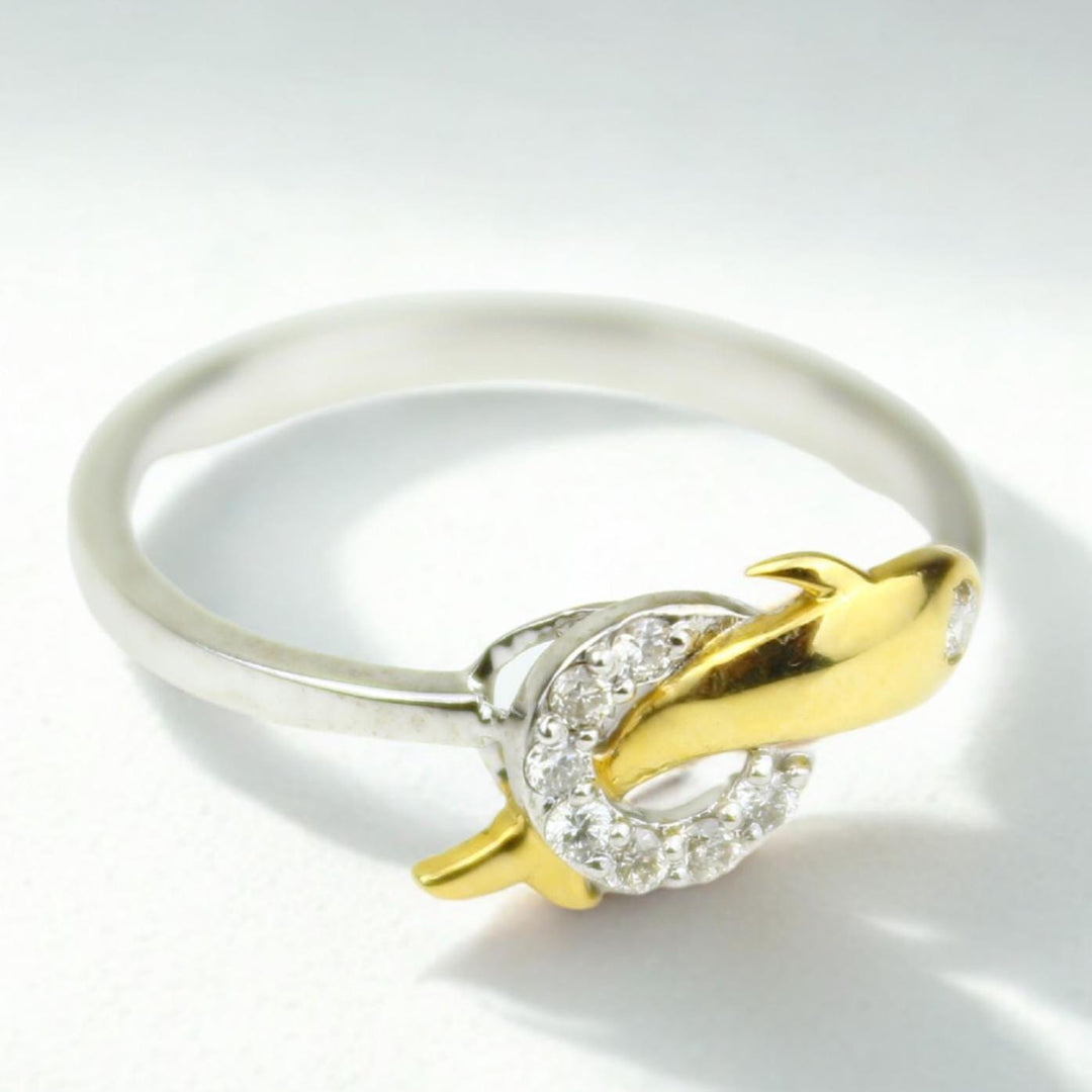 Dolphin Diamond Ring, 14k Solid Gold Fish Ring, Natural Diamonds, Everyday Diamond Jewelry, Ready To Ship, Women's Day Gift