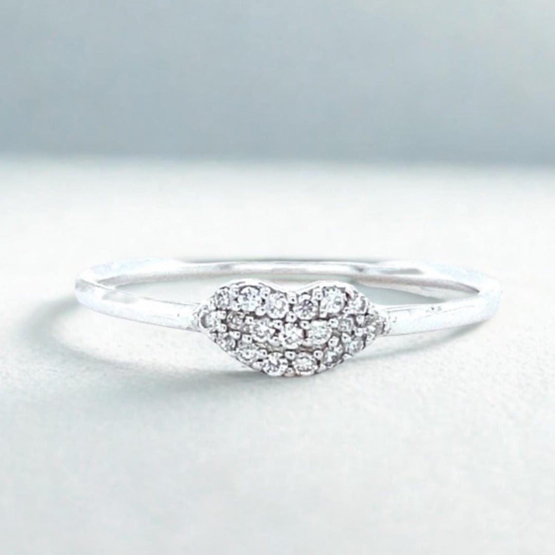 Heart Diamond Ring, 14k Solid Gold, Natural Diamonds, Proposal Ring, Everyday Wear Stackable Jewelry, Ready To Ship, Women's Day Gift