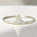 Load image into Gallery viewer, Triangle Diamond Ring, 14k Solid Gold, Natural Diamonds, Stackable Minimalist Ring, Everyday Geometric Jewelry, Certified Jewelry
