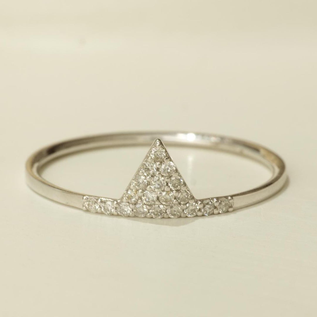 Triangle Diamond Ring, 14k Solid Gold, Natural Diamonds, Stackable Minimalist Ring, Everyday Geometric Jewelry, Certified Jewelry
