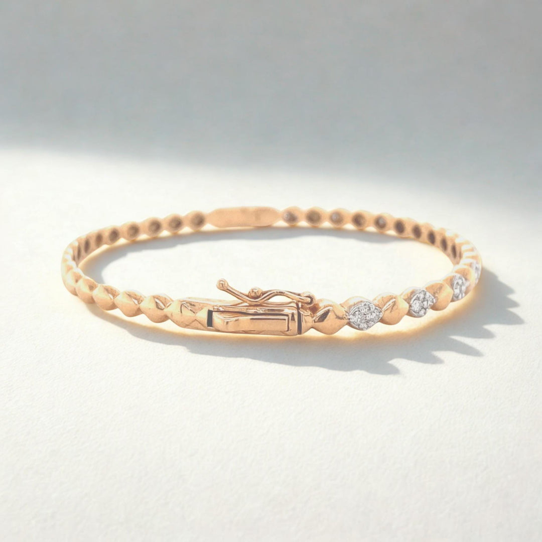 Bubble Drop design bangle bracelet, 14k Solid Gold, Natural Diamonds, Ready To Ship, Women's Day Gift