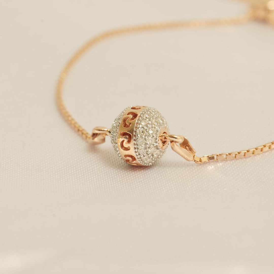 Orb Diamond Bolo Bracelet, 14k Solid Gold Adjustable Bracelet, Natural Diamonds, Ready To Ship, Women's Day Gift