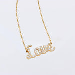 Load image into Gallery viewer, Love Natural Diamond Script Word Necklace: 14kt Solid Gold Inspirational Jewellery, Certified Jewelry, Ready To Ship