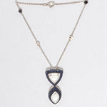 Load image into Gallery viewer, Fancy Diamonds Pendant Necklace with Blue Sapphires, 14k Solid Gold, Natural Diamonds, Ready To Ship, Women's Day Gift