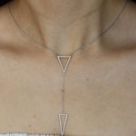 Load image into Gallery viewer, Double Triangle Layered Diamond Charm Necklace, 14k Solid Gold, Natural Diamonds, Ready To Ship, Women's Day Gift