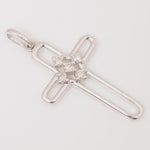 Load image into Gallery viewer, Diamond Cluster Cross Pendant, 14k Solid Gold, Natural Diamond, IGI Certified, Religious Adjustable Necklace, Everyday Jewelry, Gift for Her