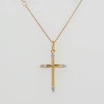 Load image into Gallery viewer, Diamond Tip Cross Pendant, 14k Solid Gold, Natural Diamonds, IGI Certified, Religious Adjustable Necklace, Everyday Jewelry, Gift For Her