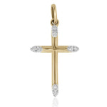 Load image into Gallery viewer, Diamond Tip Cross Pendant, 14k Solid Gold, Natural Diamonds, IGI Certified, Religious Adjustable Necklace, Everyday Jewelry, Gift For Her