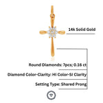 Load image into Gallery viewer, Cross Flower Diamond Pendant, 14k Solid Gold, Natural Diamonds, IGI Certified, Religious Adjustable Necklace, Everyday Jewelry, Gift For Her