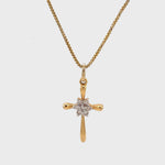 Load image into Gallery viewer, Cross Flower Diamond Pendant, 14k Solid Gold, Natural Diamonds, IGI Certified, Religious Adjustable Necklace, Everyday Jewelry, Gift For Her