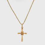 Load image into Gallery viewer, Cross Flower Diamond Pendant, 14k Solid Gold, Natural Diamonds, IGI Certified, Religious Adjustable Necklace, Everyday Jewelry, Gift For Her