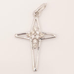 Load image into Gallery viewer, Star Cross Diamond Cluster Pendant,14k Solid Gold, Natural Diamonds, Cross Necklace with Adjustable Chain, Minimalistic Everyday Jewelry