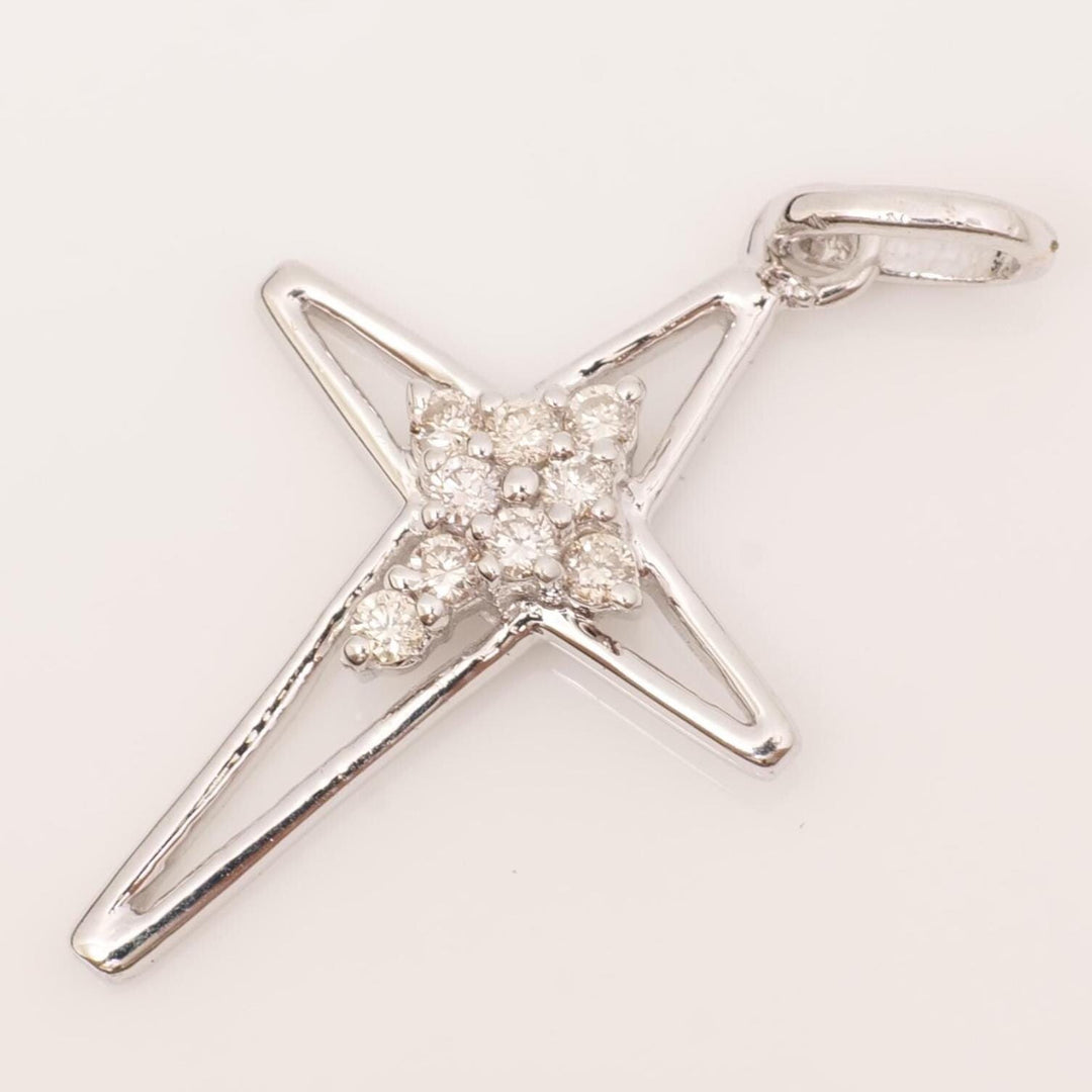 Star Cross Diamond Cluster Pendant,14k Solid Gold, Natural Diamonds, Cross Necklace with Adjustable Chain, Minimalistic Everyday Jewelry