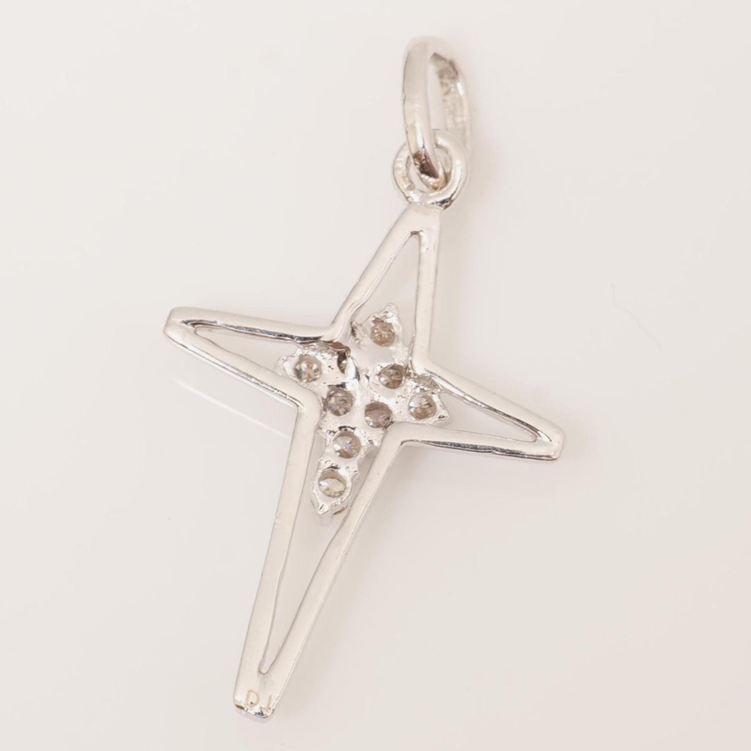 Star Cross Diamond Cluster Pendant,14k Solid Gold, Natural Diamonds, Cross Necklace with Adjustable Chain, Minimalistic Everyday Jewelry