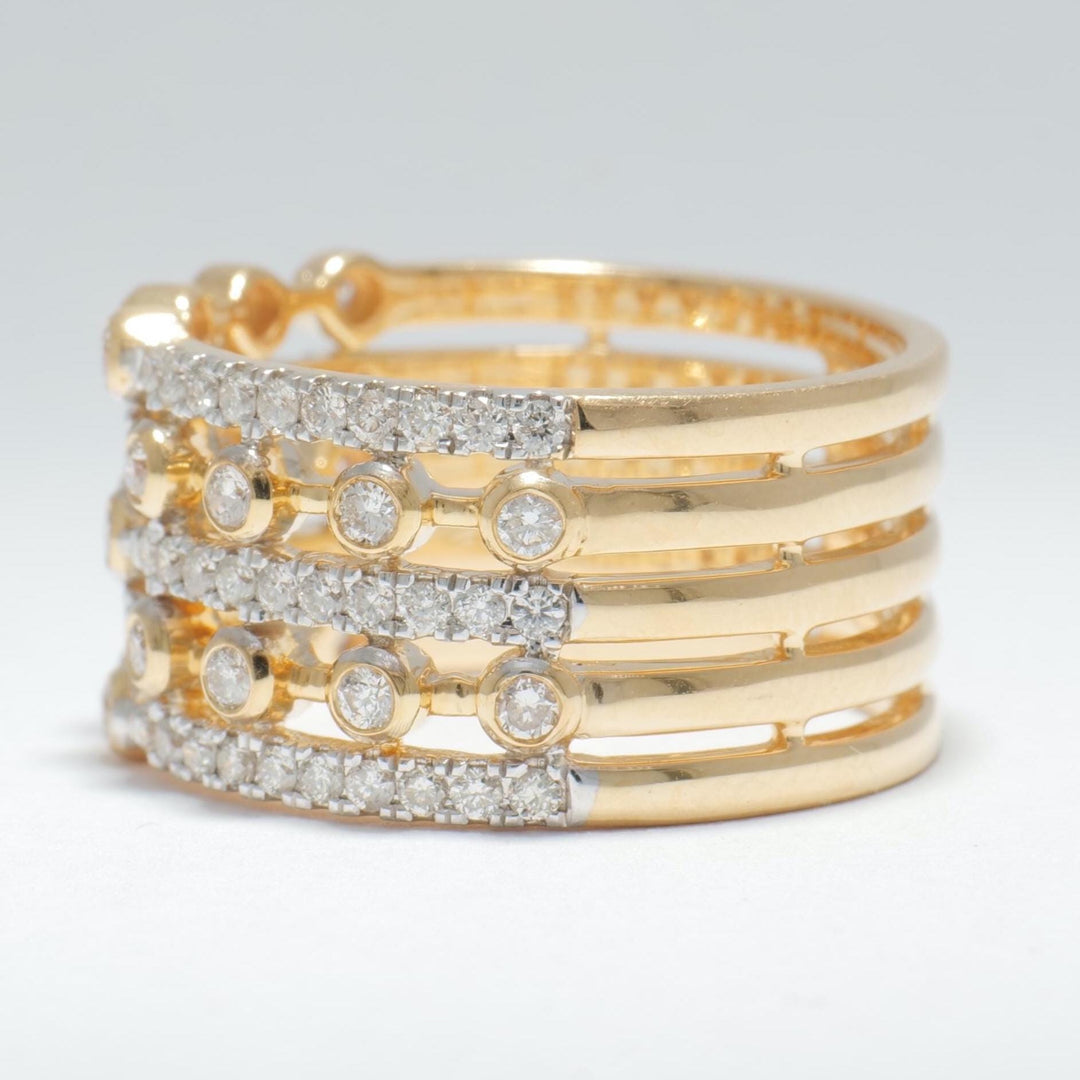 Wide Diamond Band Ring, 14k Solid Gold, Natural Diamonds, Stacking Statement Ring, Bold Eternity Ring, Wedding Band, Two Toned Ring