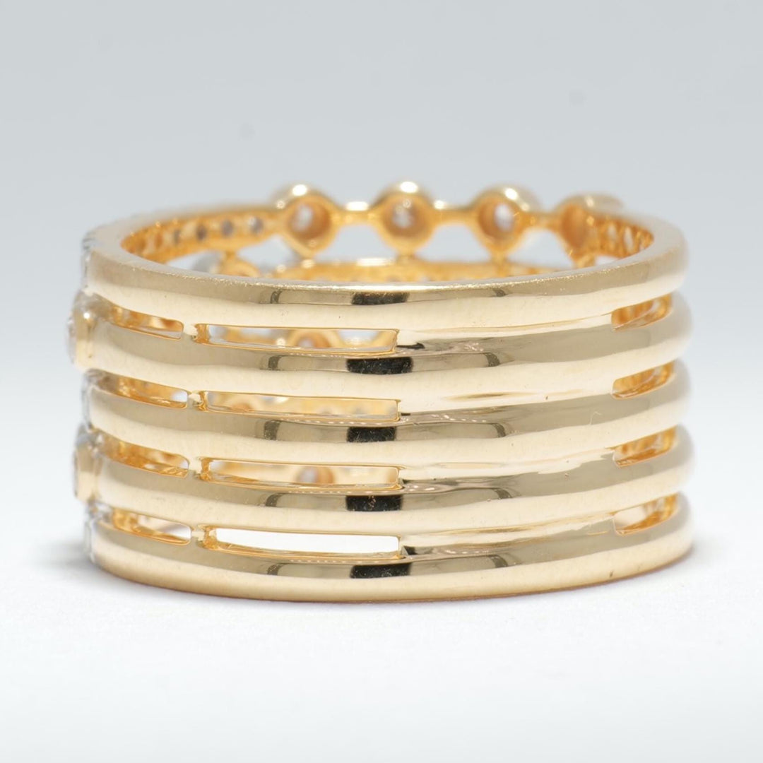 Wide Diamond Band Ring, 14k Solid Gold, Natural Diamonds, Stacking Statement Ring, Bold Eternity Ring, Wedding Band, Two Toned Ring