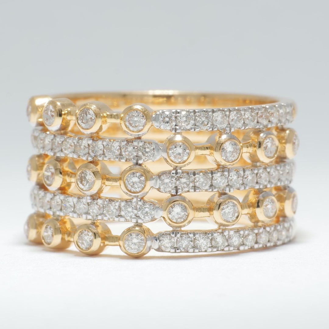 Wide Diamond Band Ring, 14k Solid Gold, Natural Diamonds, Stacking Statement Ring, Bold Eternity Ring, Wedding Band, Two Toned Ring