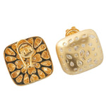 Load image into Gallery viewer, Gold Square Dome Natural Diamond Studs: 14k Solid Gold Flush Set Matte Statement Cocktail Earrings, Certified Jewelry