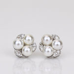 Load image into Gallery viewer, Pearl Stud Diamond Earrings In 14kt Solid Gold, Gemstone Earrings With Natural Diamonds, Certified Jewelry