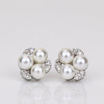 Load image into Gallery viewer, Pearl Stud Diamond Earrings In 14kt Solid Gold, Gemstone Earrings With Natural Diamonds, Certified Jewelry