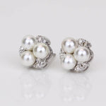 Load image into Gallery viewer, Pearl Stud Diamond Earrings In 14kt Solid Gold, Gemstone Earrings With Natural Diamonds, Certified Jewelry