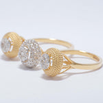 Load image into Gallery viewer, Cluster Natural Diamond Open Cuff Ring: 14k Solid Gold Halo Two Tone Three Finger Cocktail Jewellery, Certified Jewelry