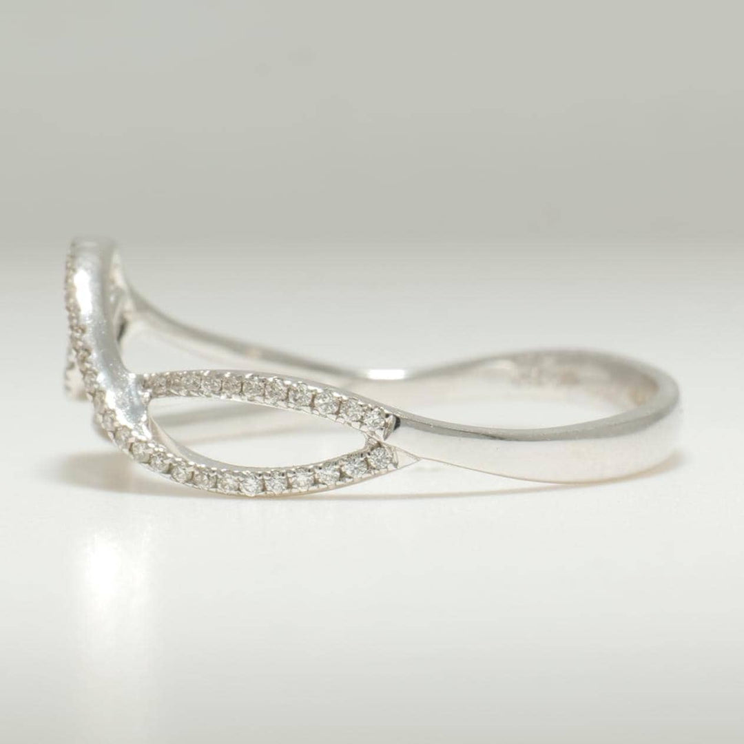 Infinity Loop Diamond Ring, 14k Solid Gold, Natural Diamonds, Stackable Band Ring, Everyday Minimalist Jewelry
