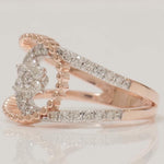 Load image into Gallery viewer, Floral Gold Diamond Ring, 14k Solid Gold, Natural Diamonds, Split Band Open Ring, Dual Tone Ring, Gift for Her