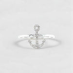 Load image into Gallery viewer, Anchor Diamond Ring, 14k Solid Gold, Natural Diamonds, Everyday Stackable Jewelry, Ready To Ship, Women's Day Gift