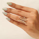 Load image into Gallery viewer, Cage Natural Diamond Band Ring, 14k Solid Gold Two-Toned Wide Cocktail Ring, IGI Certified, Ready To Ship