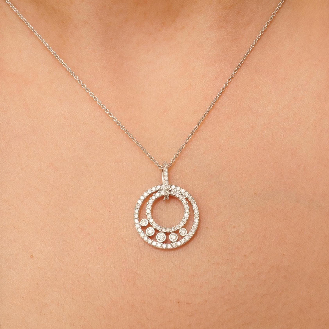 Circle Diamond Halo Pendant, 14k Solid Gold, Natural Diamonds, Bezel Set Necklace, Everyday Minimalistic Stackable Pendant