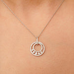 Load image into Gallery viewer, Circle Diamond Halo Pendant, 14k Solid Gold, Natural Diamonds, Bezel Set Necklace, Everyday Minimalistic Stackable Pendant