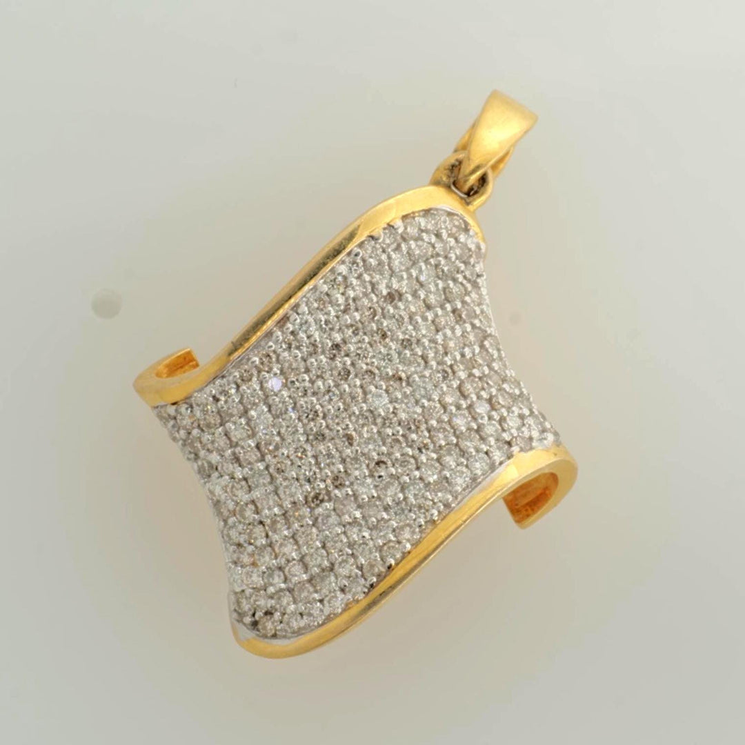 Curved Diamond Pave Pendant, 14k Solid Gold, Natural Diamonds, Iced Out Wave Pendant, Statement Cocktail Jewelry, Gift for Her