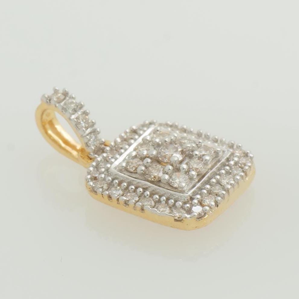 Square Diamond Halo Pendant, 14k Solid Gold, Natural Diamond, Statement Jewelry, Cluster Pendant, Minimalist Stacking Necklace, Gift for Her